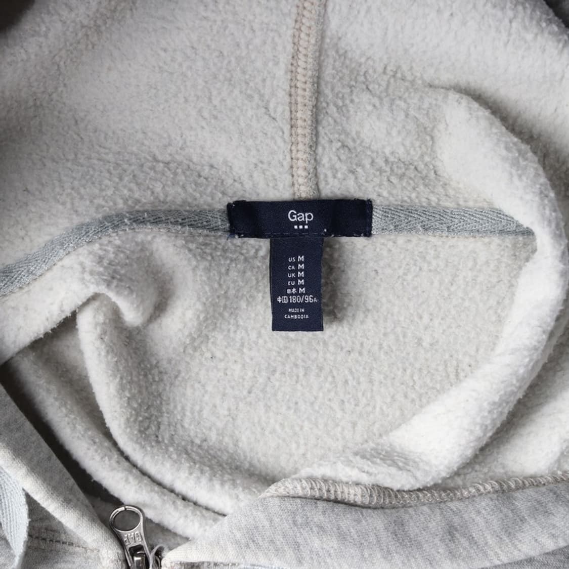 GAP 빈티지 성조기 빅로고 기모 후드집업 그레이 M 상품이미지5