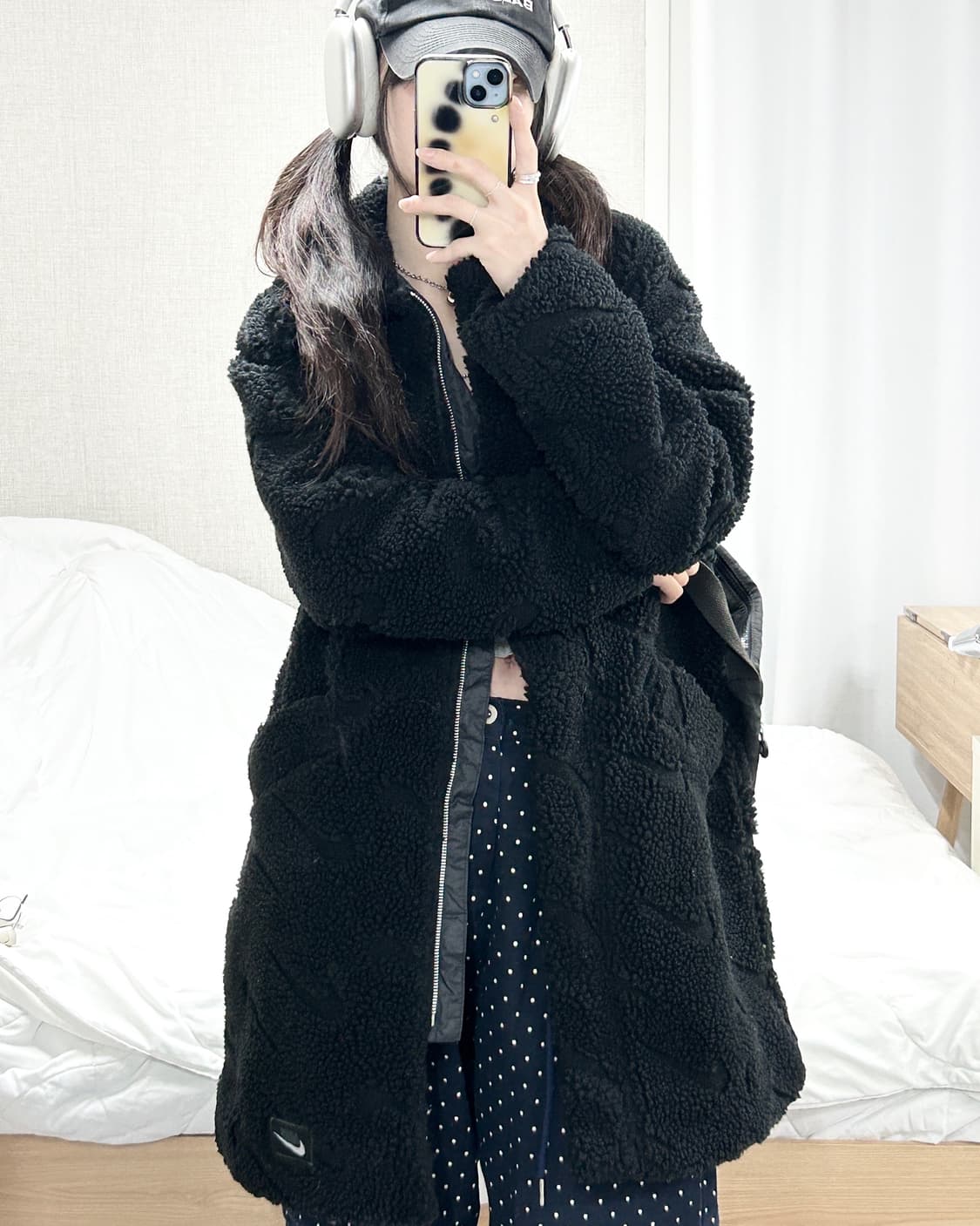 나이키 스우시패턴 쉐르파 롱자켓 상품이미지4