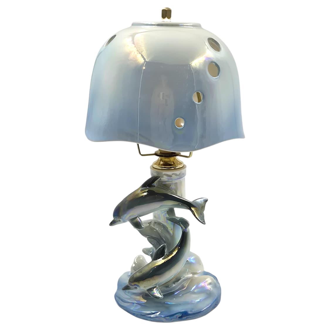 80s 가토 공예 도자기 돌고래 오로라 스탠드 램프 상품이미지4