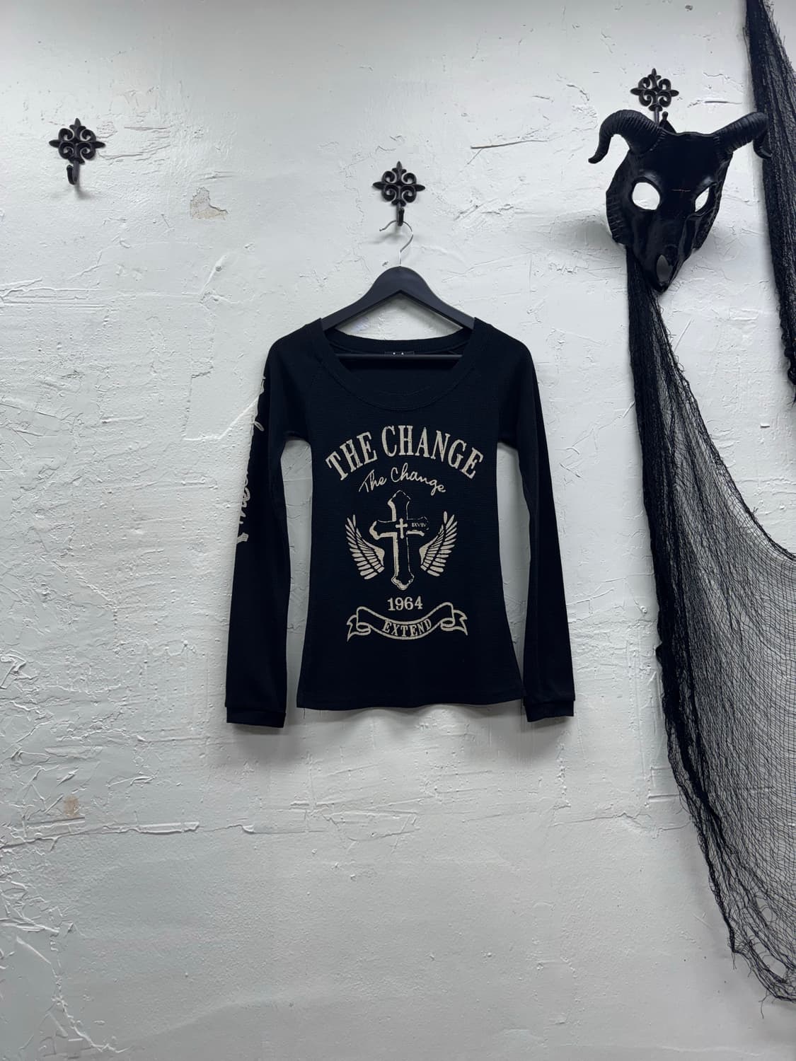 La 00s lettering cross ribbed cut sew 상품이미지2