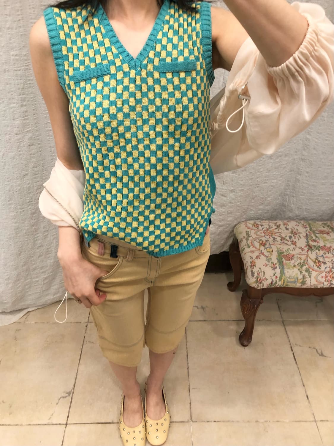 Checker breeze knit vest 상품이미지2