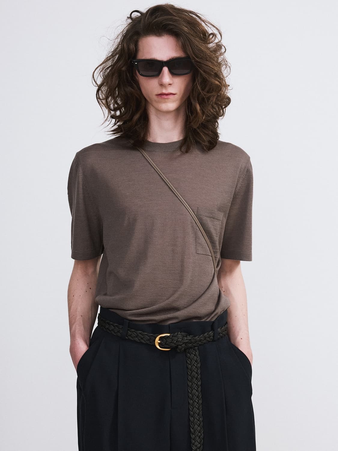 렉토 26SS 포켓 울 니트 탑 세피아 그레이 상품이미지1