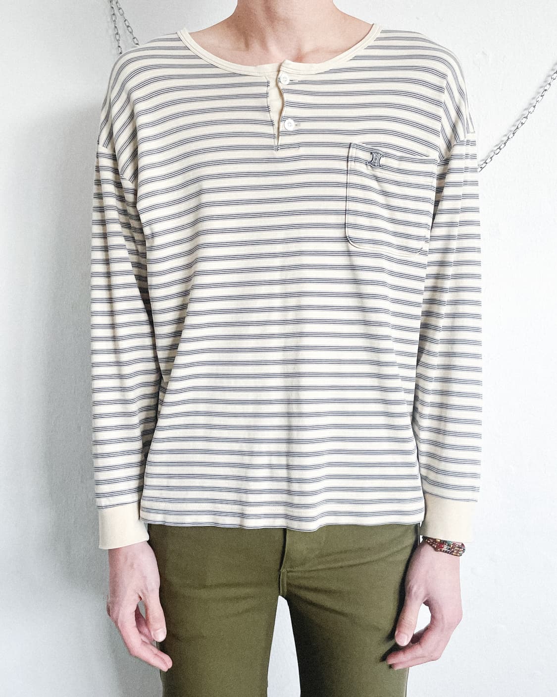 90s 셀린느 투버튼 스트라이프 롱슬리브 상품이미지2