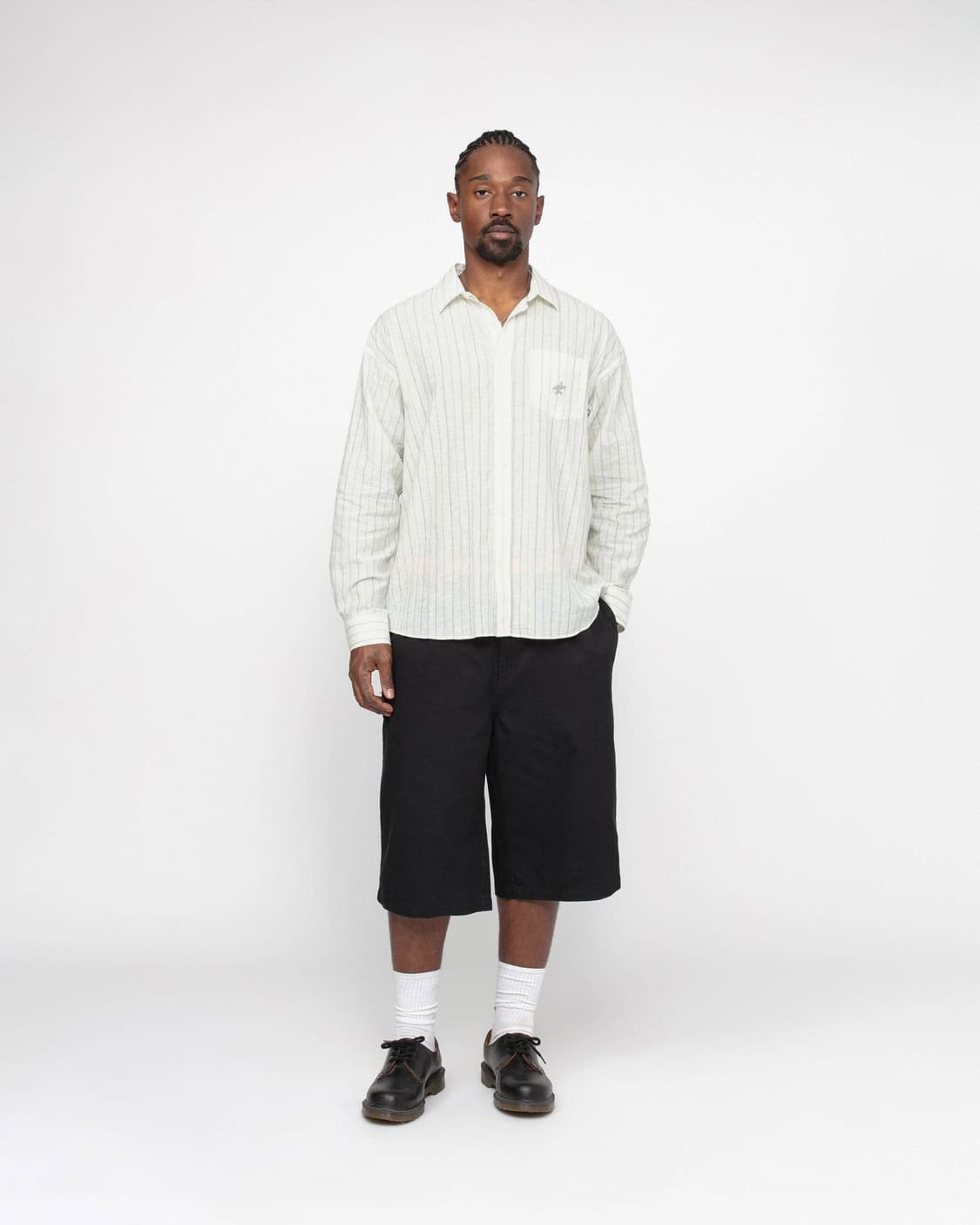 Stussy cotton linen stripe shirt L사이즈 상품이미지2