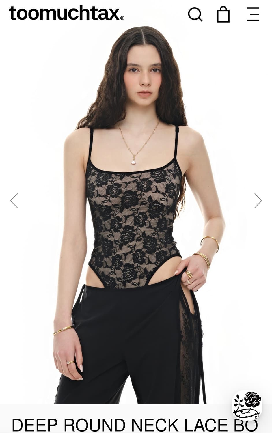 투머치택스 DEEP ROUND NECK LACE BODYSUIT 상품이미지1