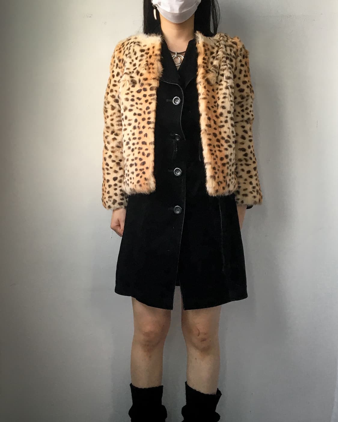 Rabbit fur leopard pattern jaacket 상품이미지1