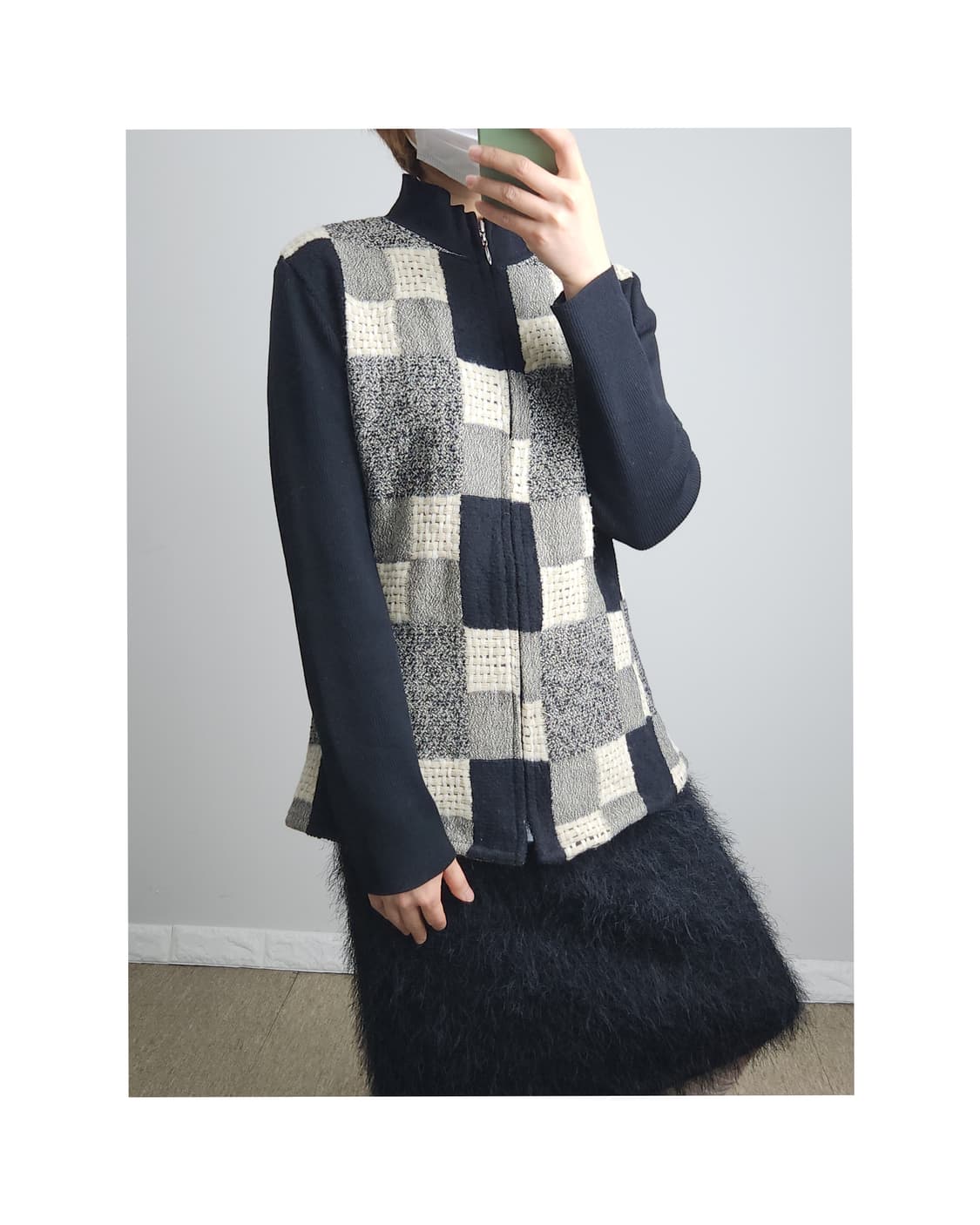 스퀘어 골지 울 집업 상품이미지1