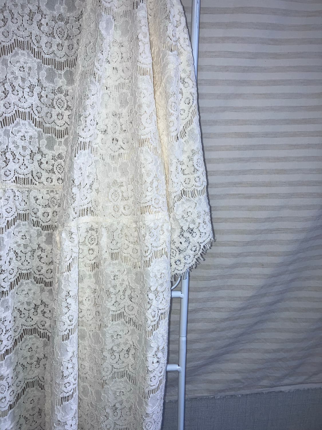 빈티지 아이보리 플라워패턴 시스루 펀칭 가디건 y2k 스트릿 갸루 펑키  상품이미지4