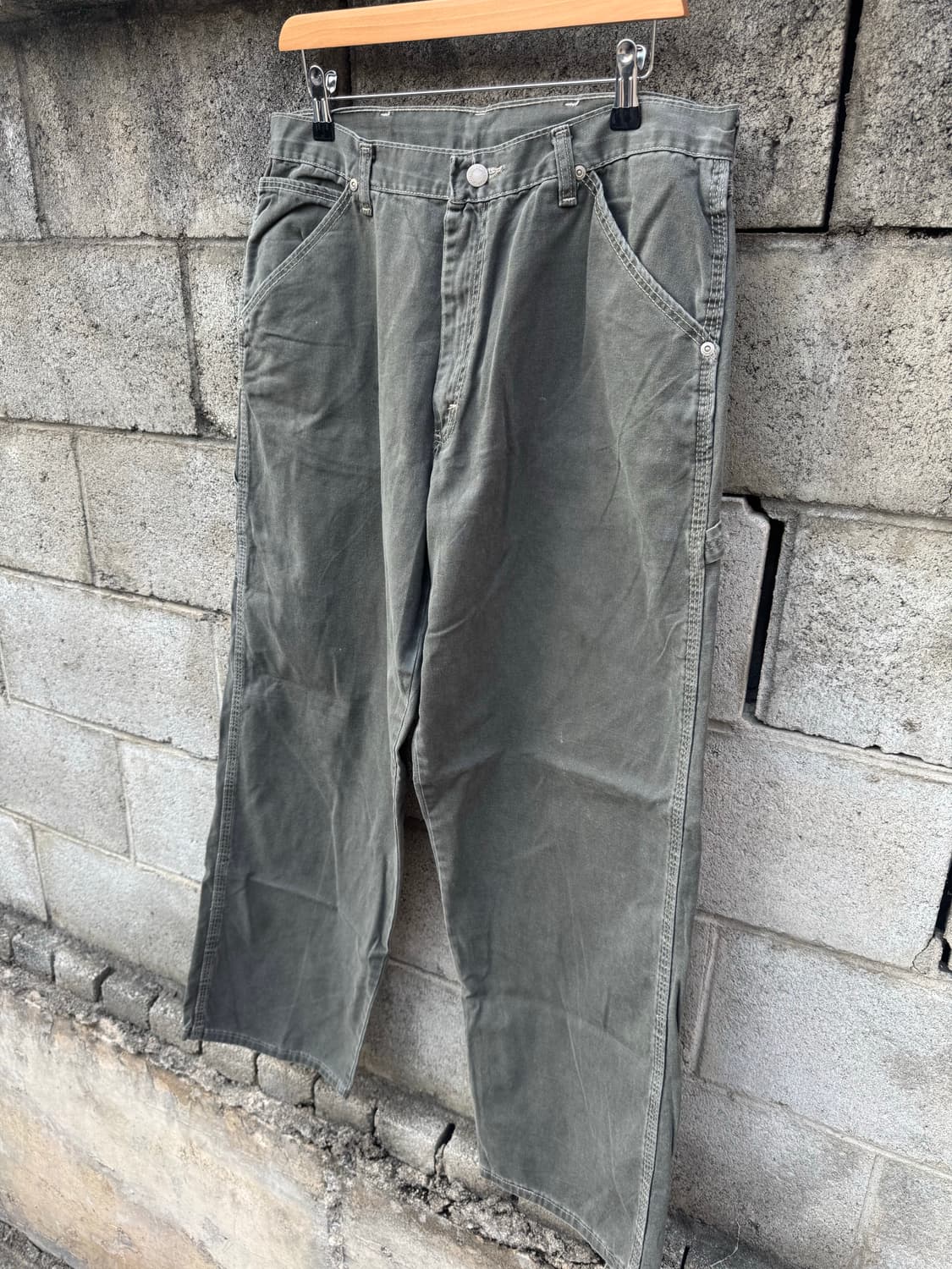 90s 랭글러 빈티지 모스그린 카펜터 워크 팬츠 34 상품이미지3