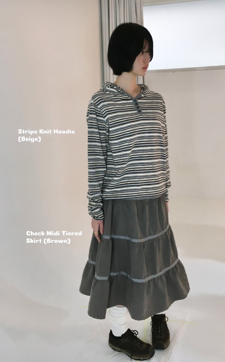 aeae stripe knit hoodie [beige] 니트 후드 상품이미지3