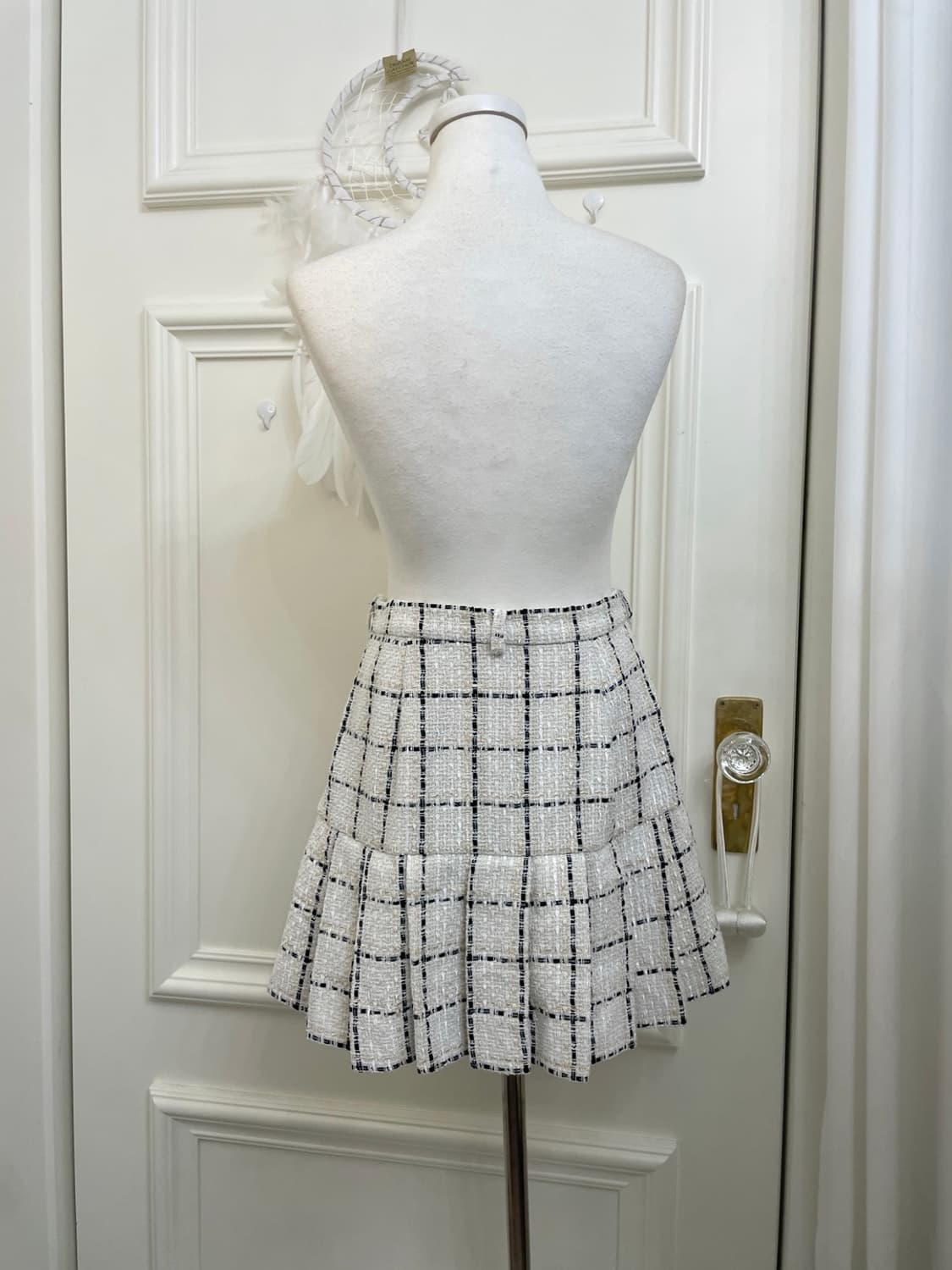 white check tweed pleats lovely skirt 상품이미지3