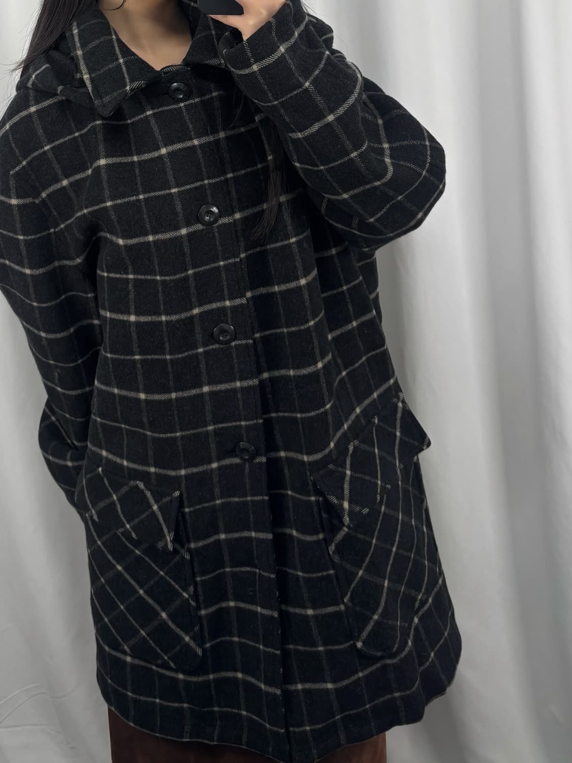 리바이스 체크 롱코트 상품이미지2