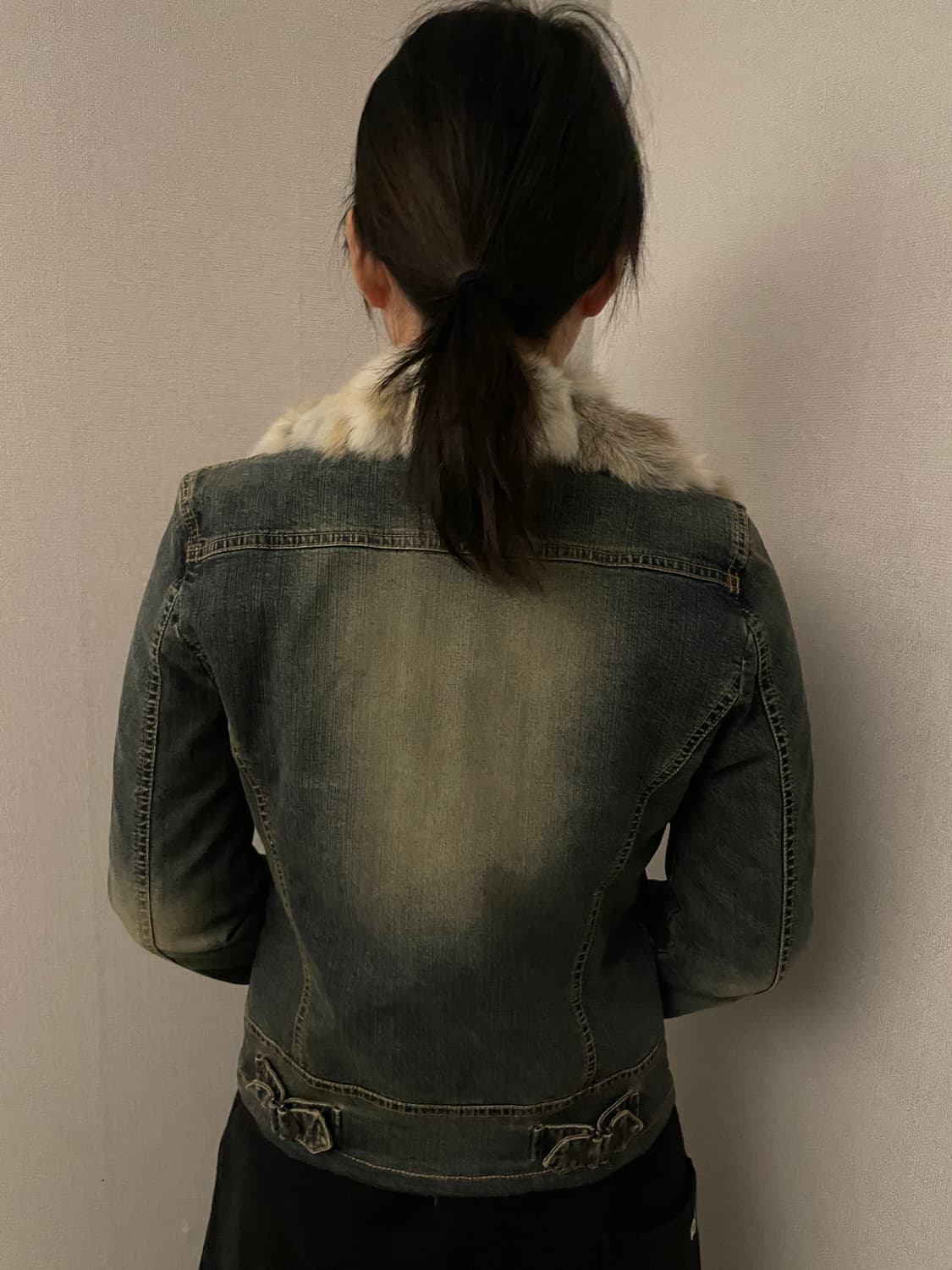 Leopard denim fur jacket 상품이미지4