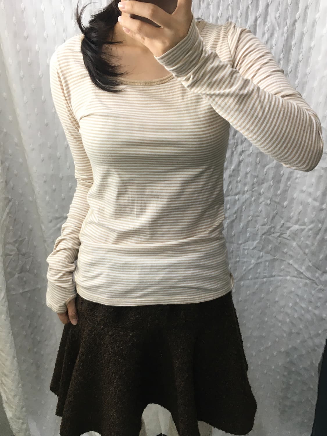 베이지 스트라이프 이너 티셔츠 상품이미지4