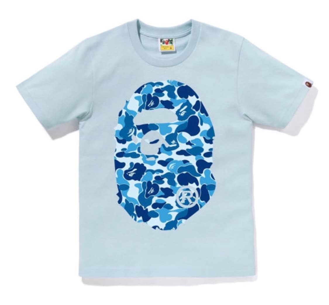 베이프 우먼 에이비씨 카모 빅 에이프 헤드 티 블루 s 사이즈 상품이미지1