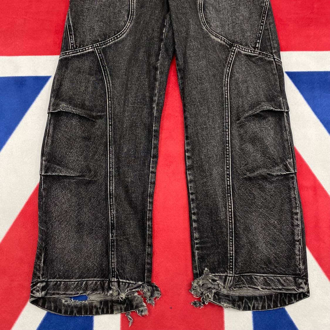 IDWS 아이돈워너셀 와이드 흑청데님팬츠 0 실측32 상품이미지3