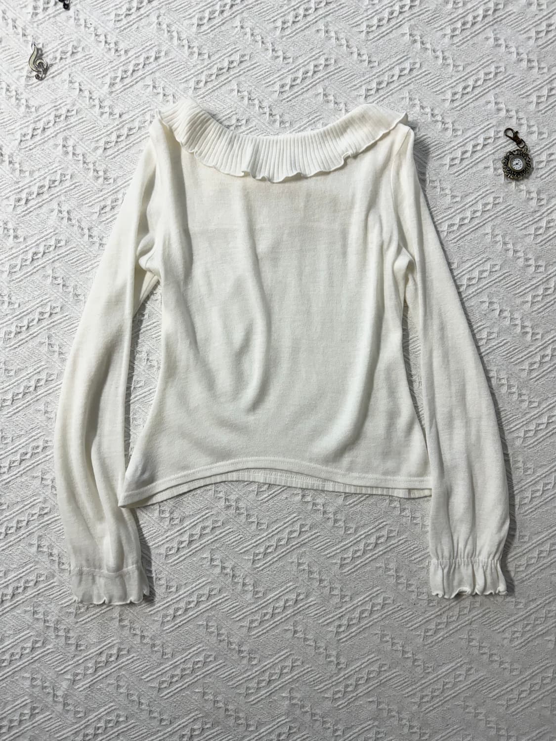 리즈리사 레이스 러플 디테일 니트 상품이미지7