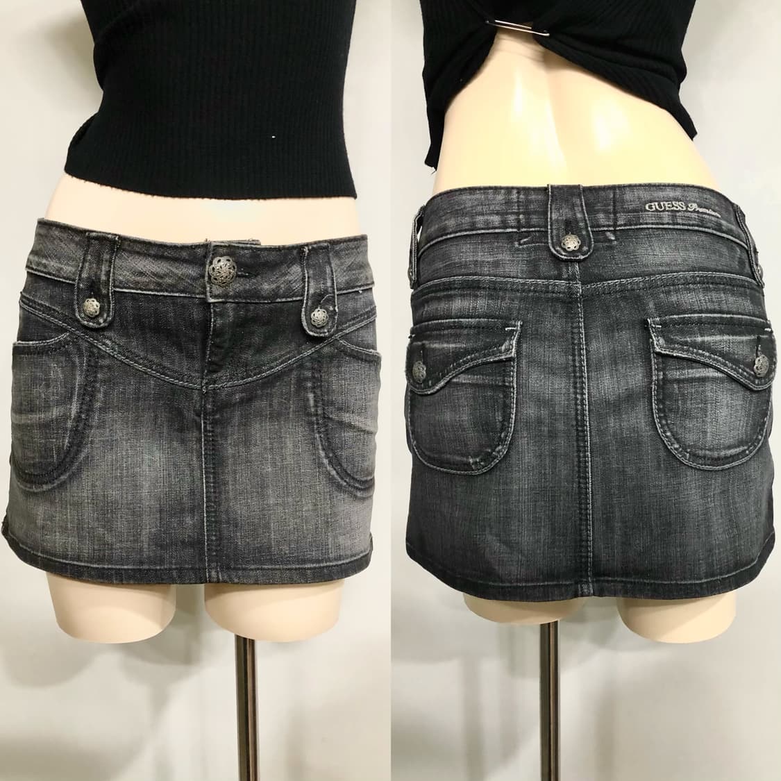 GUESS black washed denim mini skirt 상품이미지1