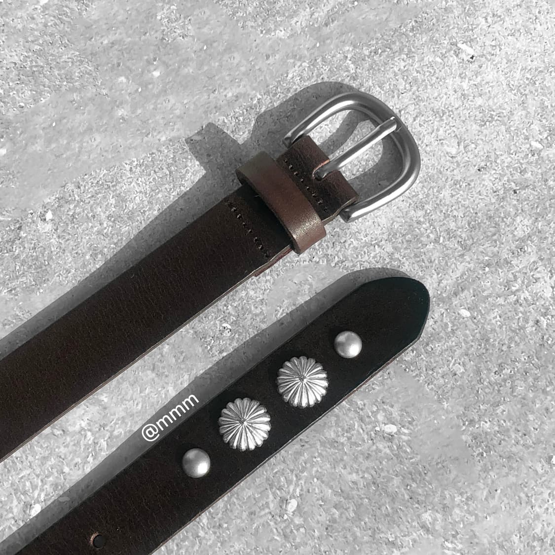 [Unisex] 찡 스터드 가죽 벨트 브라운 상품이미지5