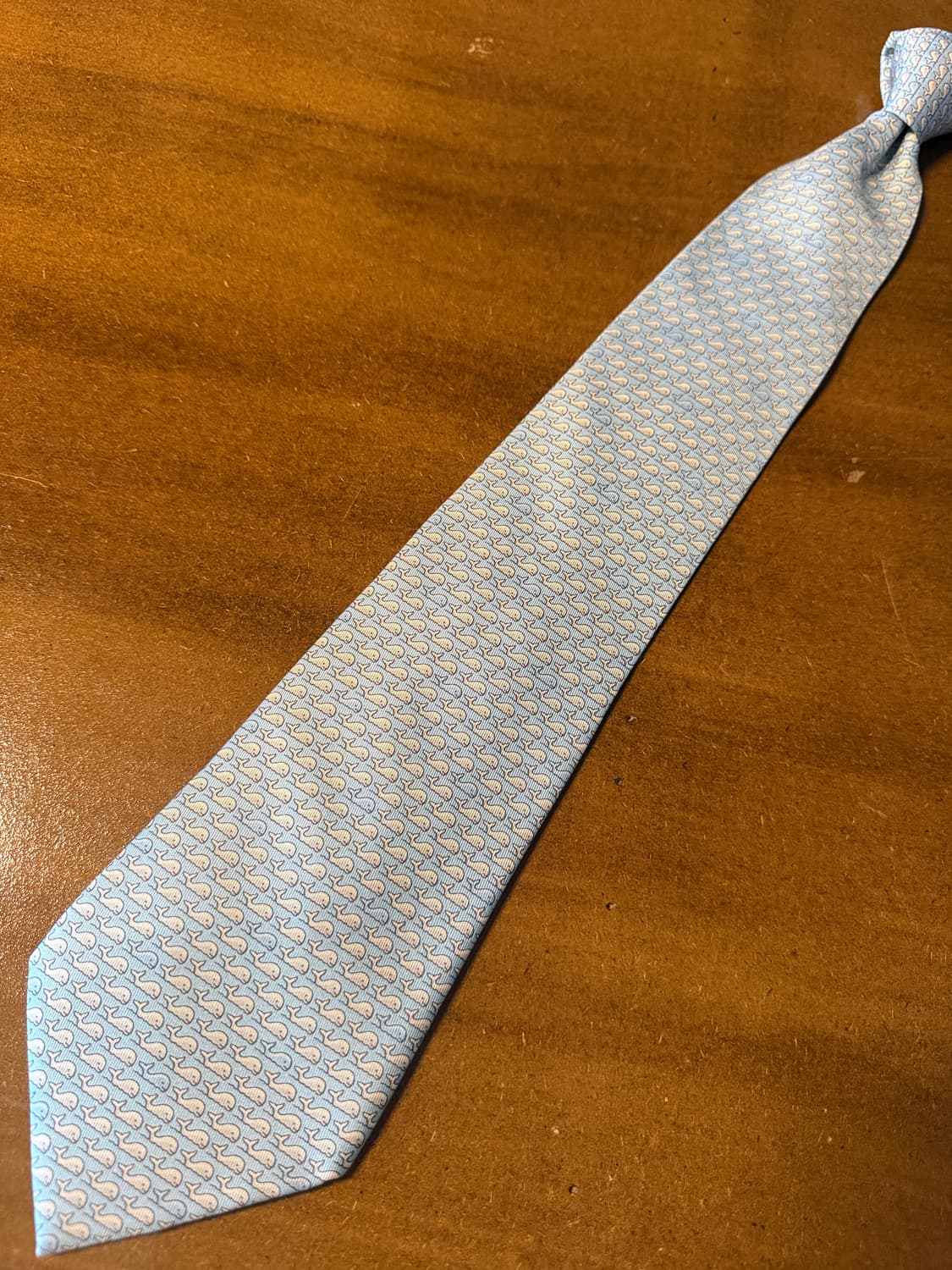 에르메스 HERMES 고래 모티브 실크 넥타이 라이트 블루 상품이미지4