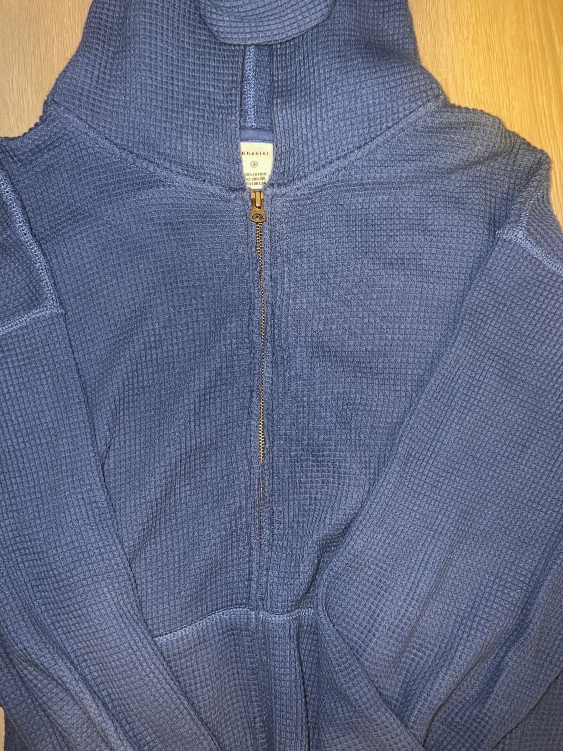 카키스 24ss 와플 후드집업 라이트 네이비 상품이미지3