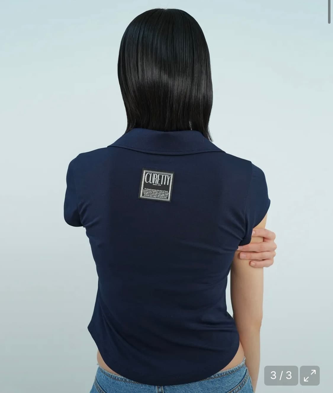 큐리티 슬림 스판 카라 티셔츠 네이비 상품이미지2