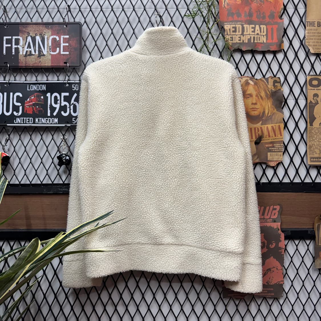 캘빈클라인 진스 뽀글이 플리스 자켓 전면 CK 로고 포인트 아이보리 상품이미지2