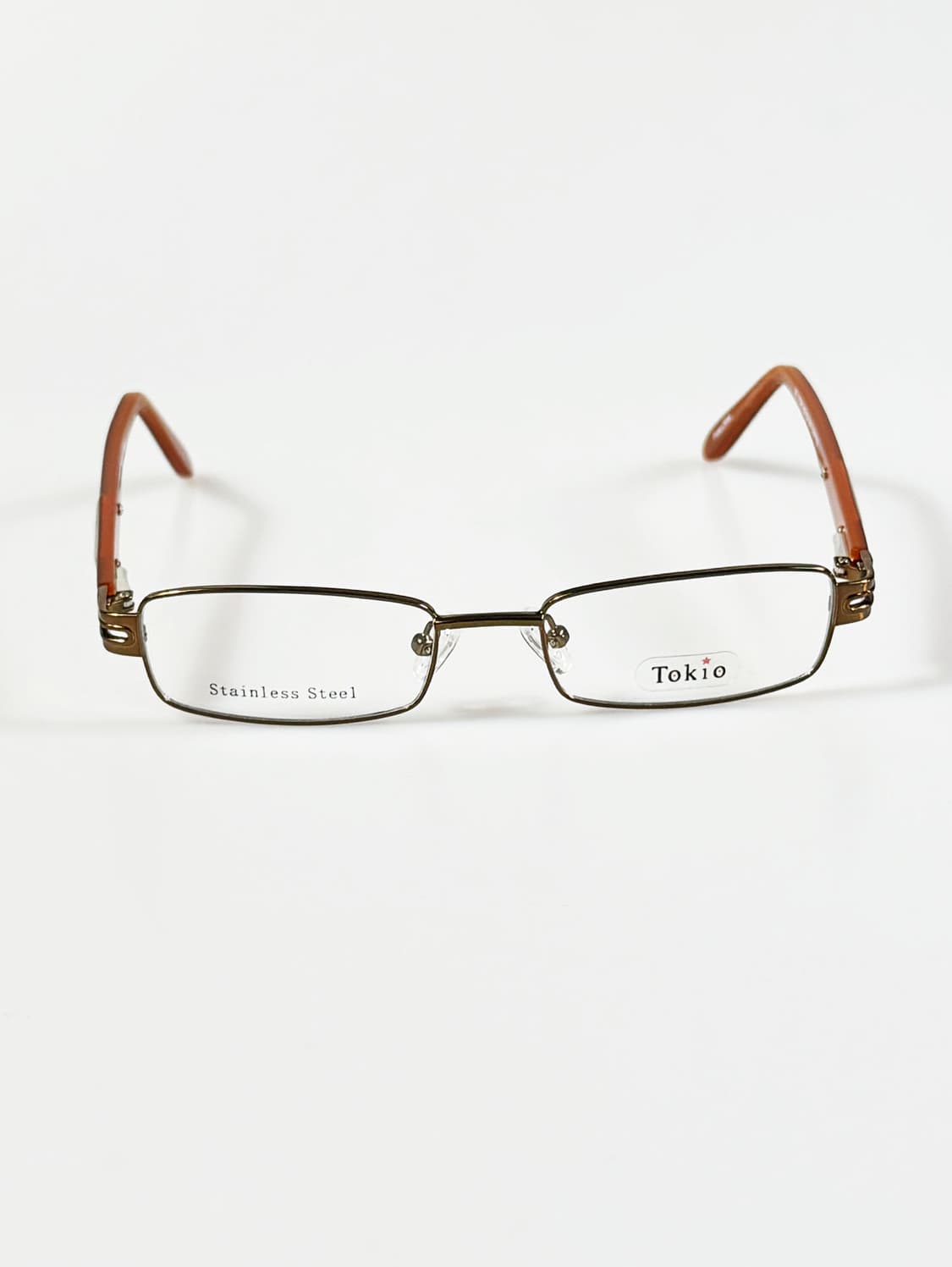 90s TOKIO 브라운 메탈 슬림 스퀘어 빈티지 안경 상품이미지1