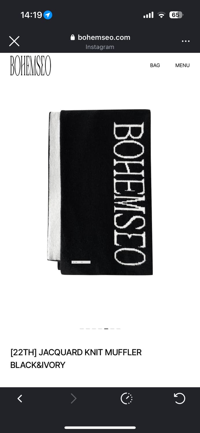 보헤미안서울 자카드 니트 머플러 블랙앤아이보리 상품이미지5