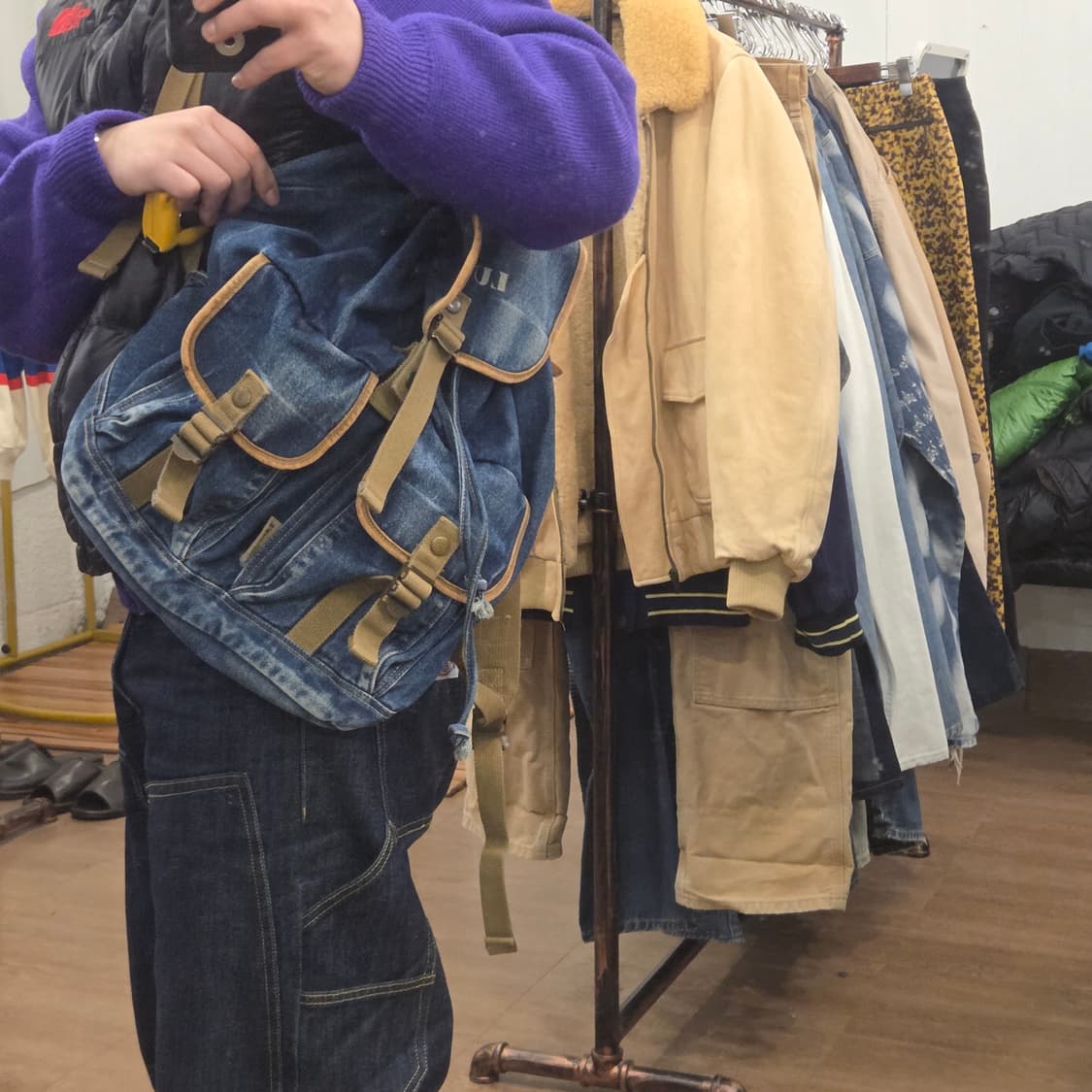 루카스 데님럭색 백팩 복조리 가방 상품이미지4