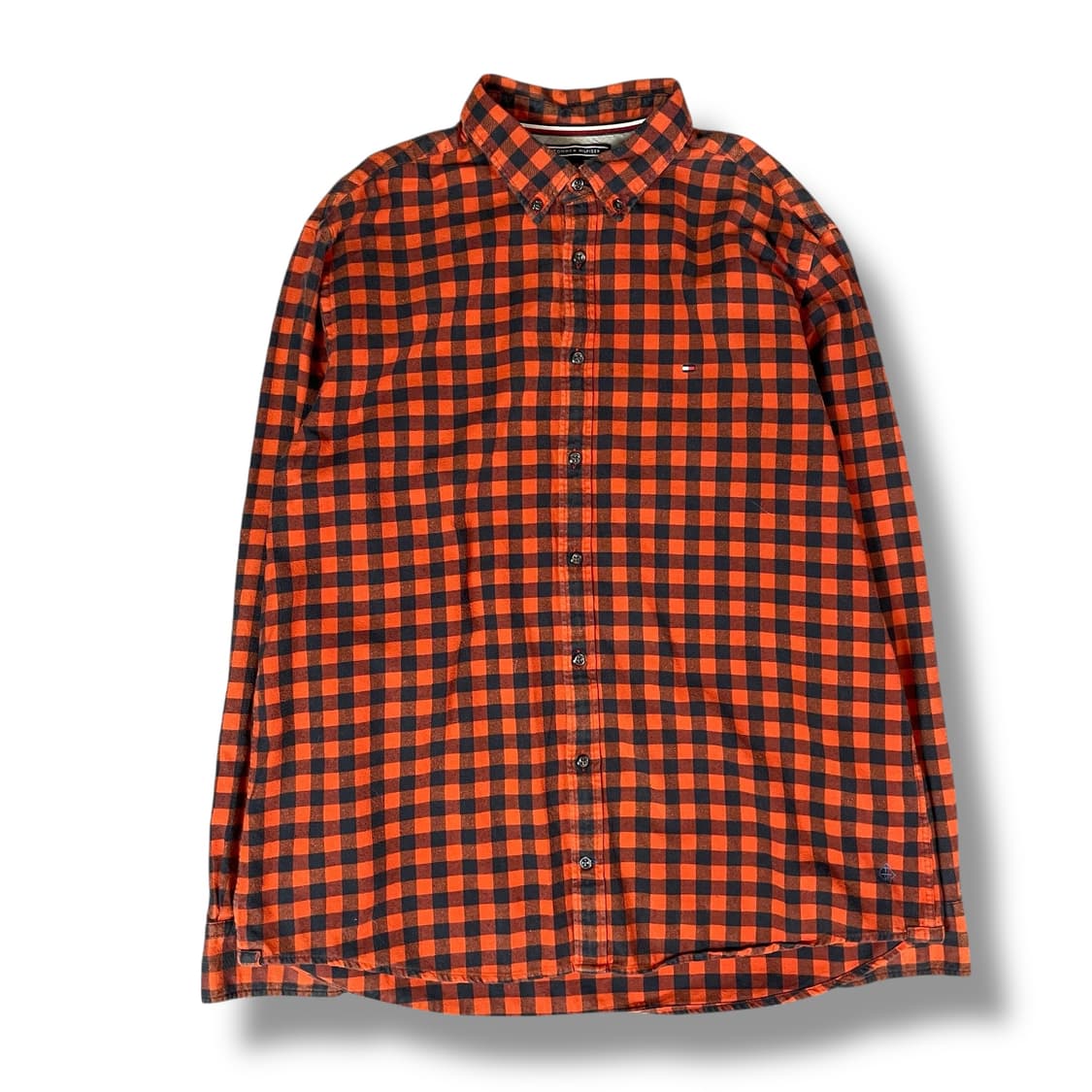 타미힐피거 오렌지 블루 체크 플란넬 뉴욕핏 셔츠 XL 상품이미지1