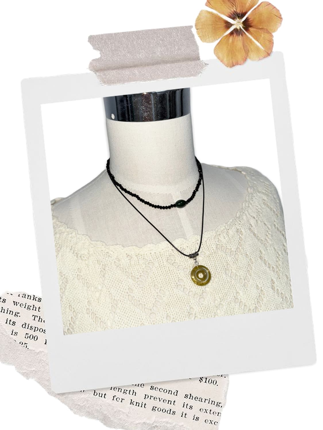 Vintage Ring Beads Layered Necklace 상품이미지1
