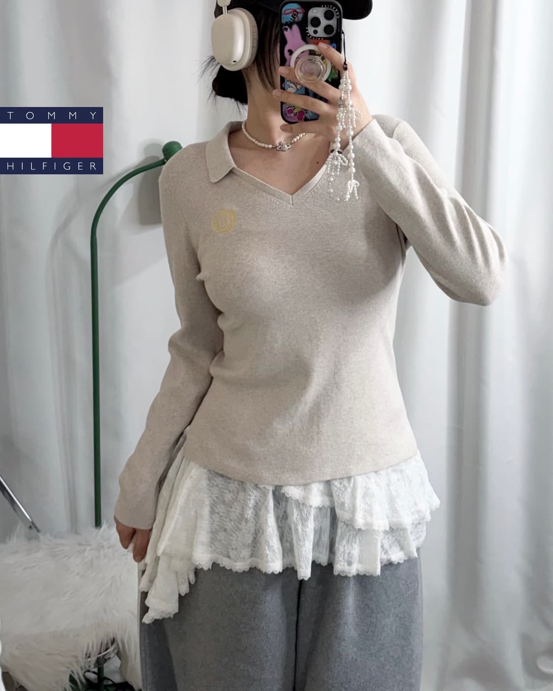 타미힐피거 아이보리 카라 니트 상품이미지3