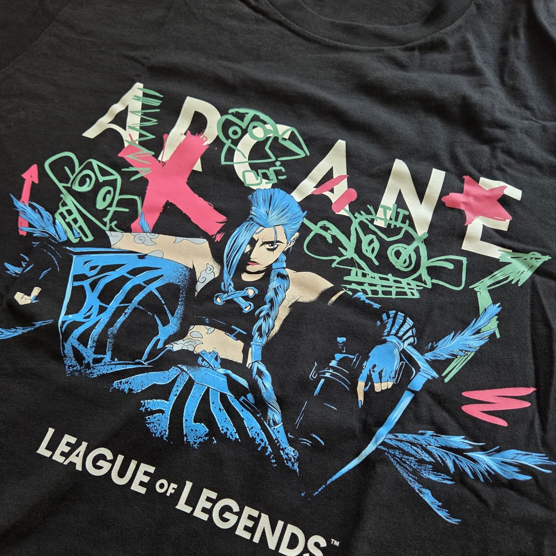 XXL 유니클로 롤 아케인 반팔 티셔츠 블랙 징크스190 상품이미지2