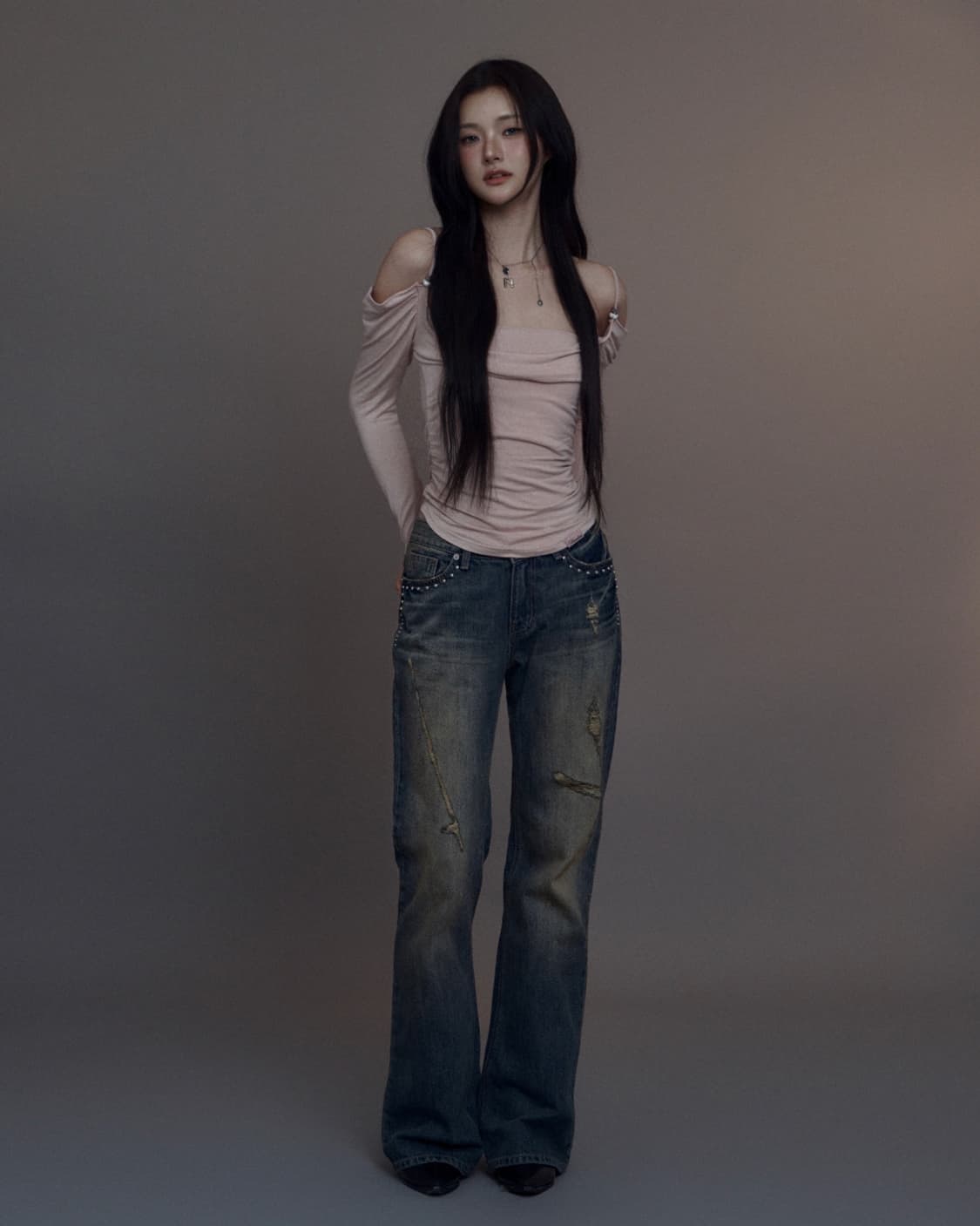 (택달린 새상품) 뉴얼린 Sundown Rivet 스트레이트 핏 데님 상품이미지2