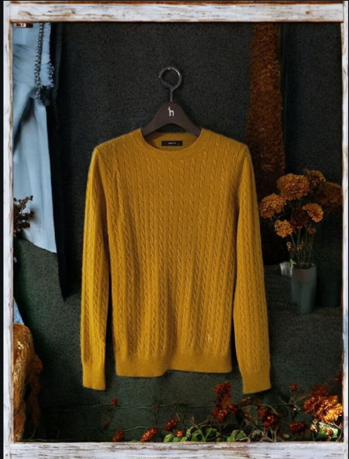 헤지스레이디스 머스타드 캐시미어 혼방 케이블 스웨터 니트 55 상품이미지1
