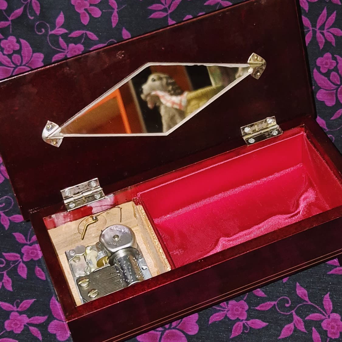 70s 일본 엔틱 카메오 우드 오르골 보석함 상품이미지8