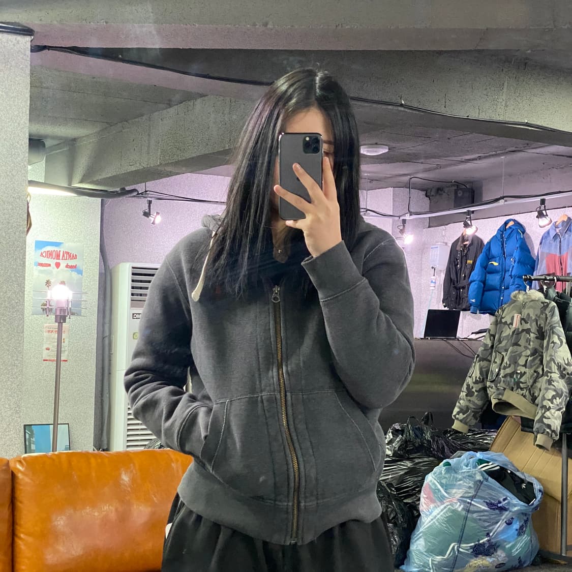 폴로 써멀 차콜 후드 집업 B3498 상품이미지1