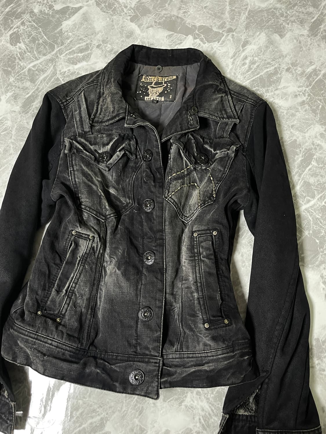 crack denim fur jacket 상품이미지2