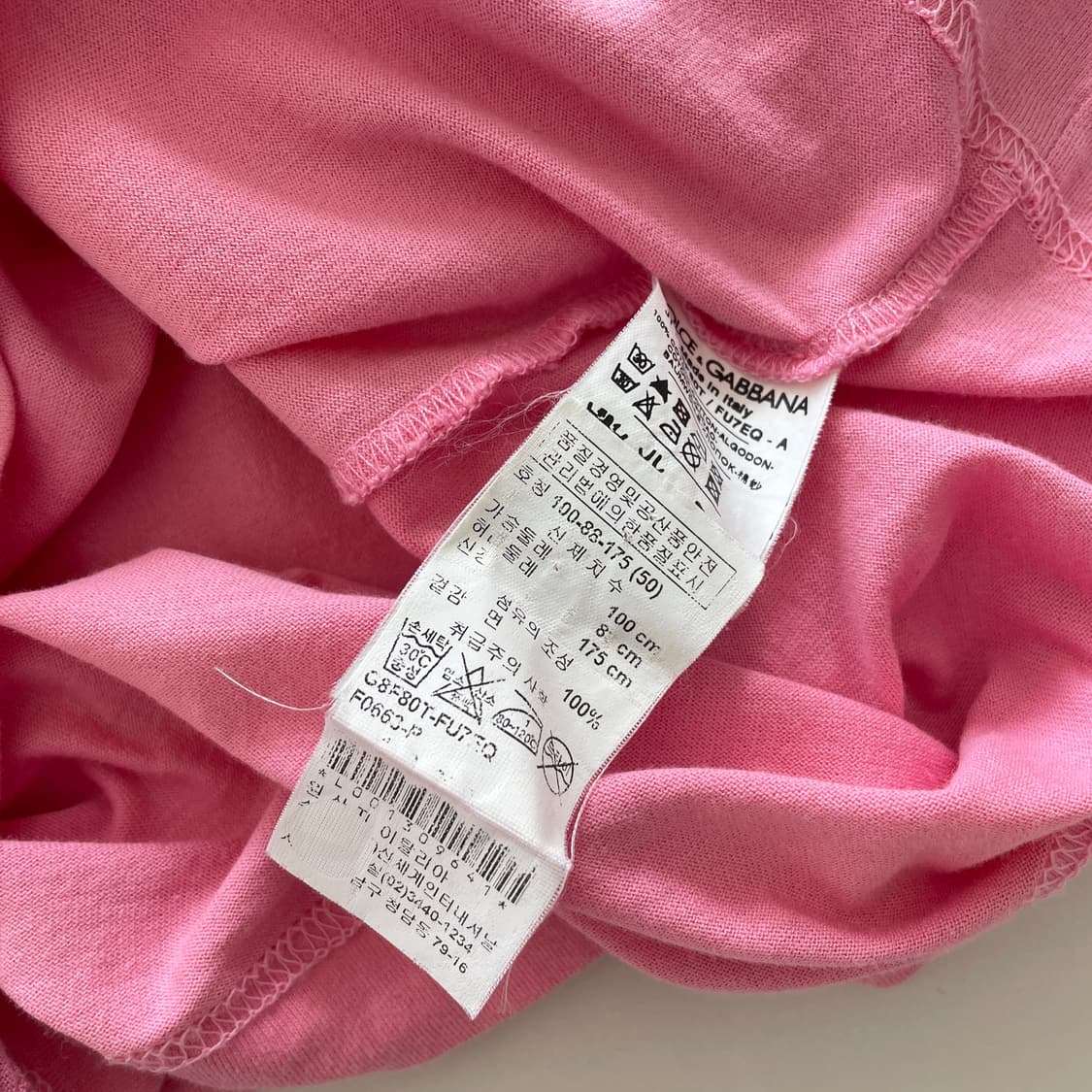 돌체앤가바나 공용M-L 브이넥 핑크 반팔 티셔츠 상품이미지6