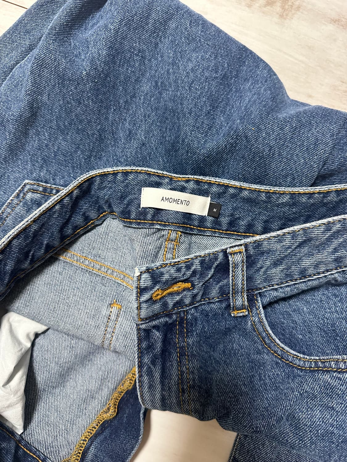 M)아모멘토-24FW 맨즈 리사이클 코튼 데님 미드블루 상품이미지4