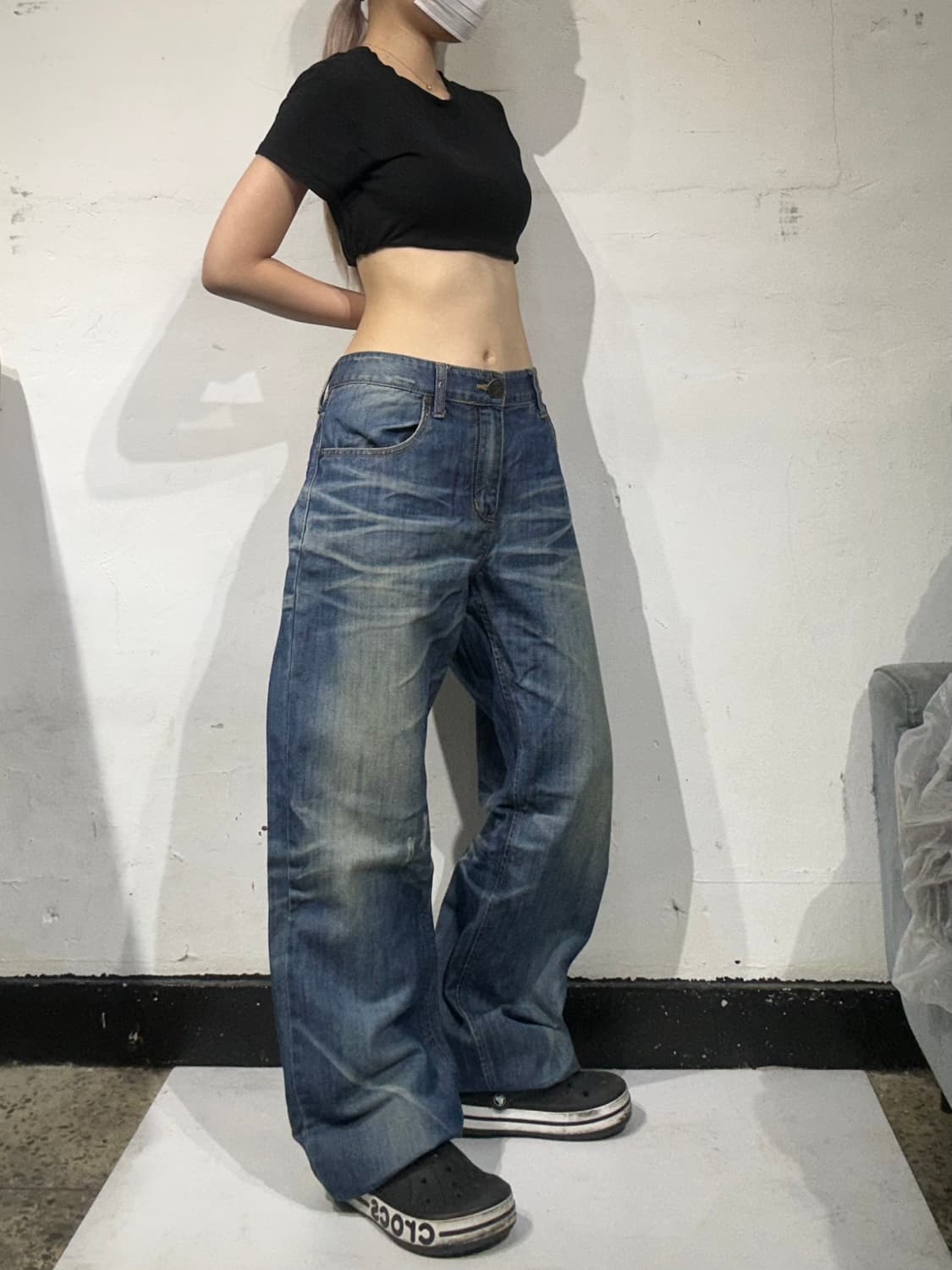 빈티지 중청 와이드 데님 팬츠  상품이미지1