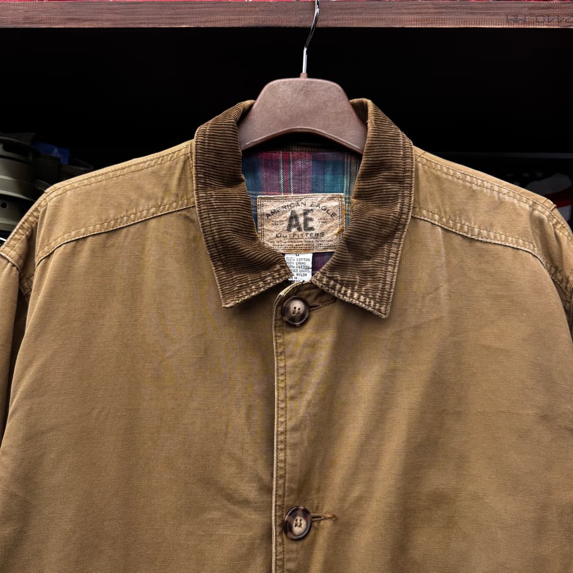 90s USA 코듀로이 카라 체크 라이닝 워크 헌팅 초어 자켓 상품이미지3