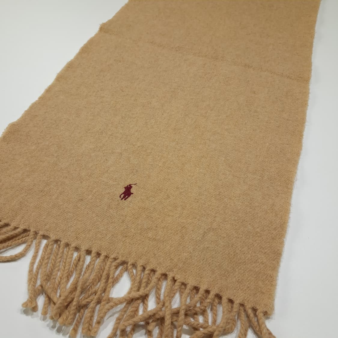 MX593 폴로 90s 스코틀랜드판 램스울 버건디포니 카멜 머플러 목도 상품이미지4