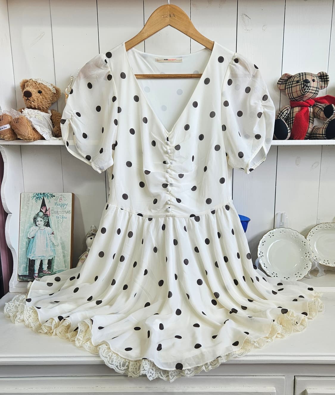 (snidel) 도트 쉬폰 레이스 원피스 상품이미지1