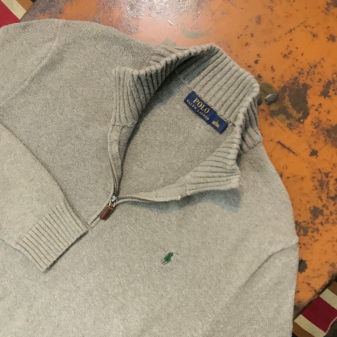 폴로랄프로렌 그레이 코튼 반집업 풀오버 니트 남성 105 110 사이즈 상품이미지3