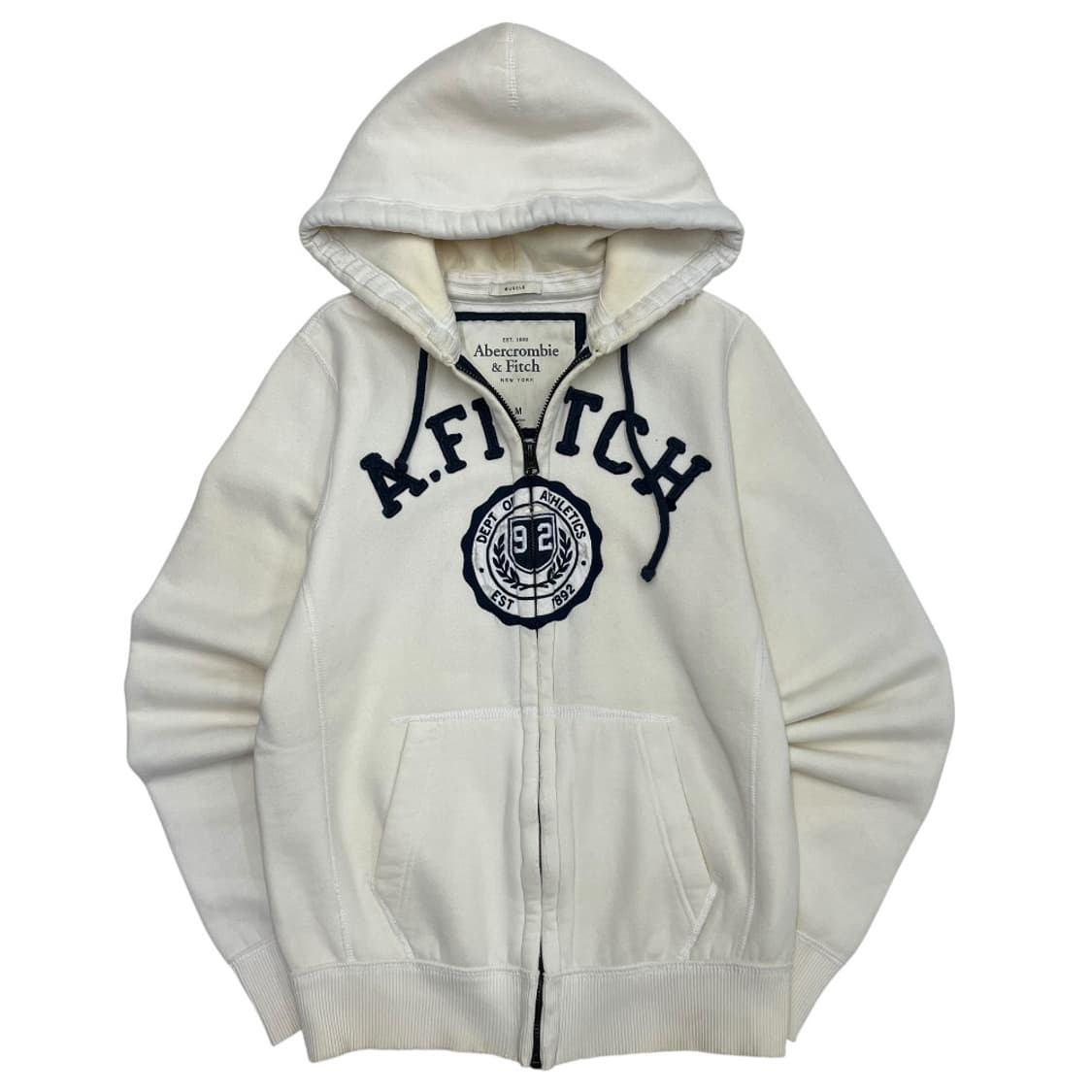 아베크롬비 센터로고 화이트 후드집업 M 상품이미지2