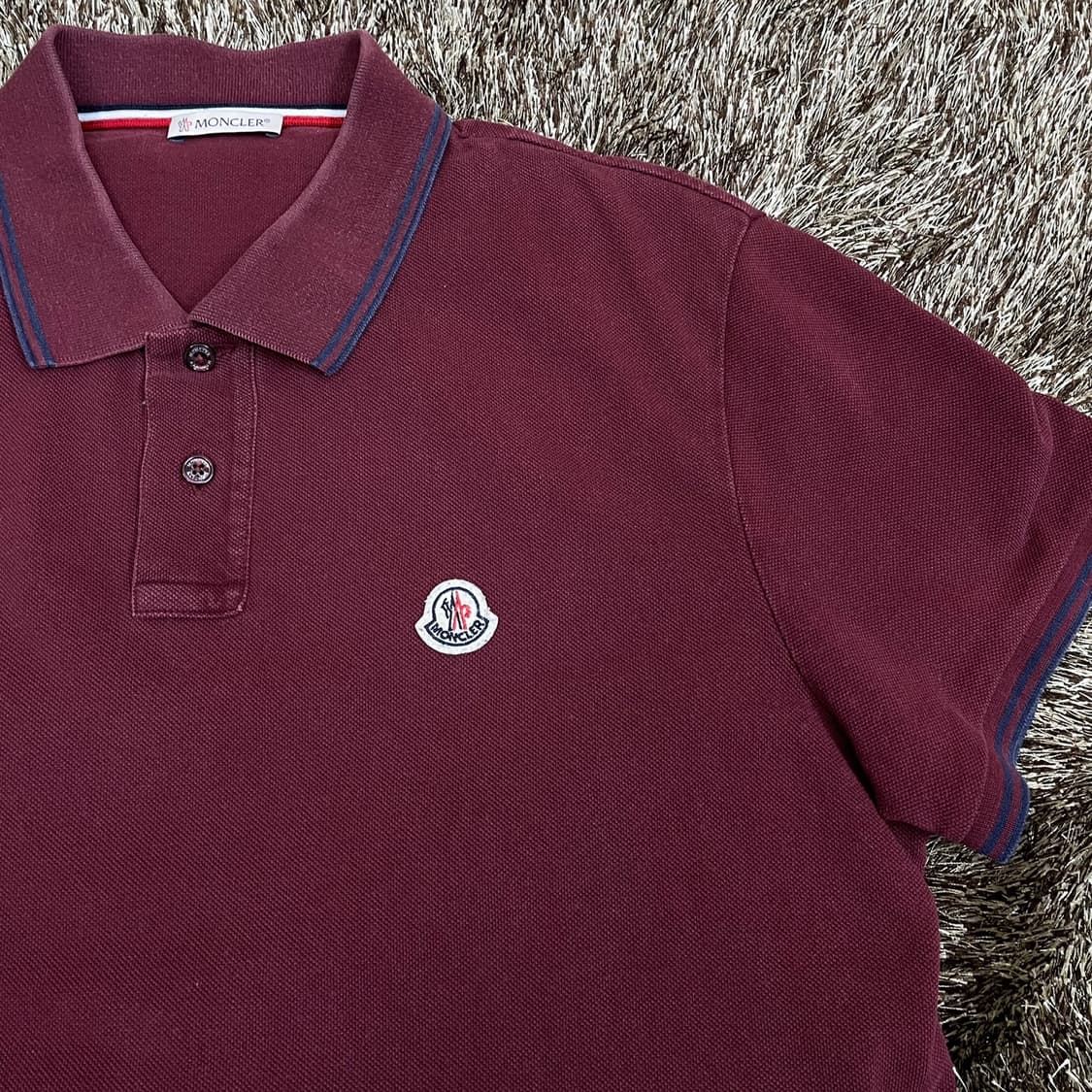 몽클레어 Moncler 와인 로고 패치 반팔 카라티 L 상품이미지5