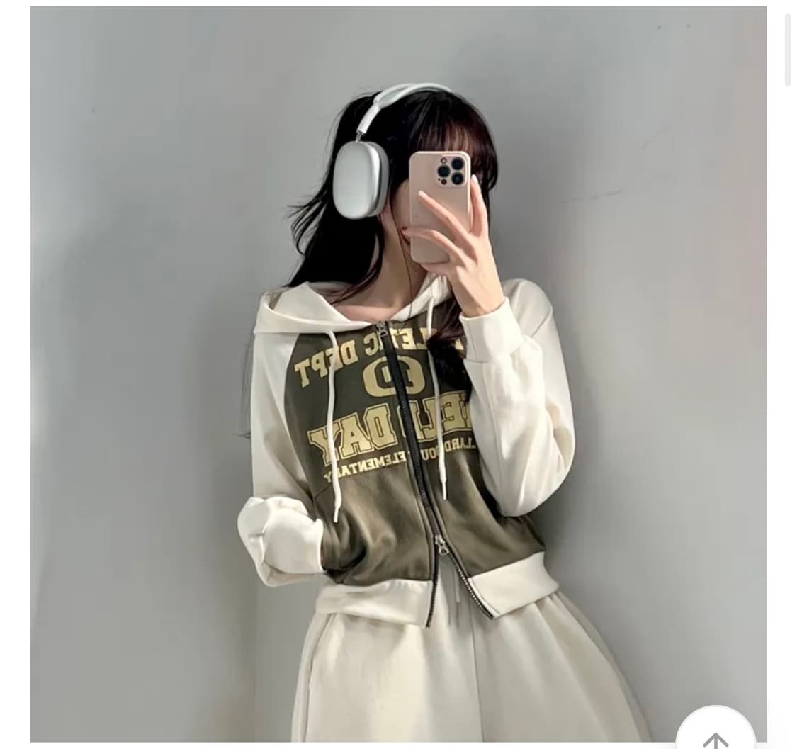 에이블리 프린팅 크롭 투웨이 후드집업 (새상품) 상품이미지1