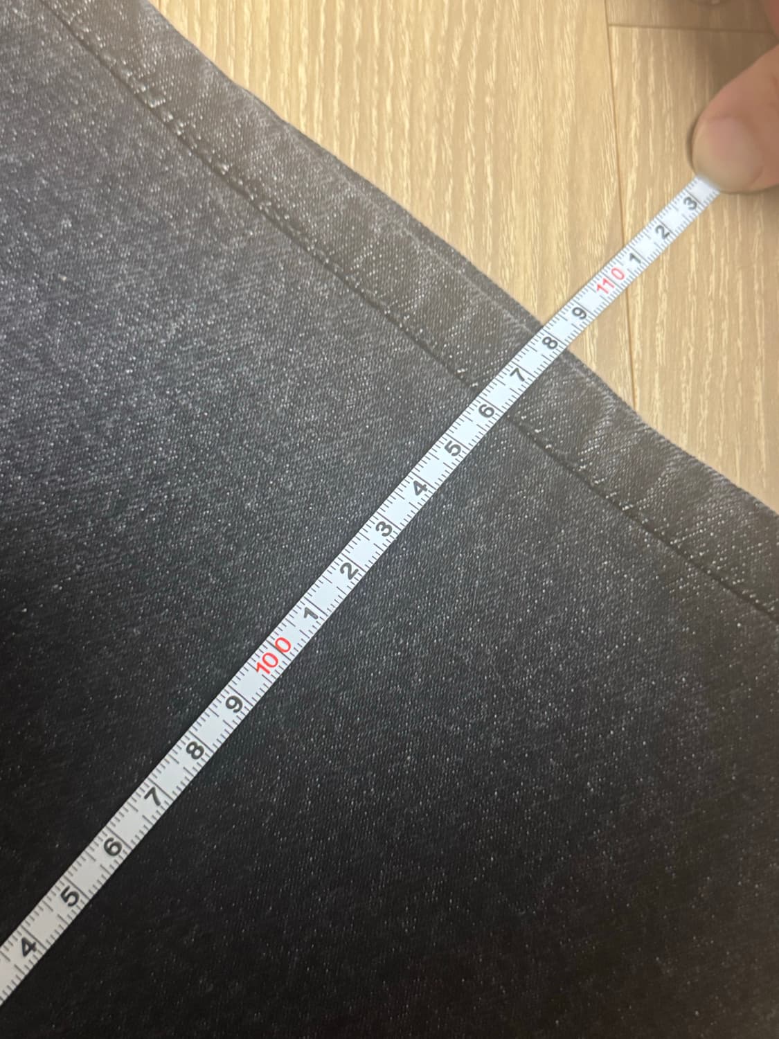 [L] IFeellucky 부츠컷 스커트 데님팬츠 블랙 상품이미지5